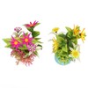 2pcs Artificial Aquarium Plants Silicone Flowers Reusable Resin Pots Fish