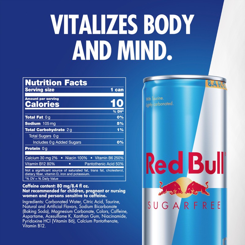 Red Bull Sugar Free Energy Drink with 80mg Caffeine plus