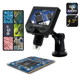 Portable 1-600X Zoom 3.6MP Microscope with 4.3 Inch LCD Display