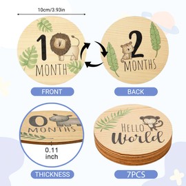 7PCS Baby Milestone Cards Double-Sided Baby Announcement Ideas Baby Monthly Milestone Cards Wooden Newborn Monthly Welcome Sign Milestone Baby Cards for Photo Prop Documenting Growth