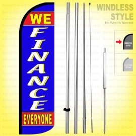 WE FINANCE EVERYONE - Windless Swooper Flag Kit 15' Feather Banner Sign  bq-h