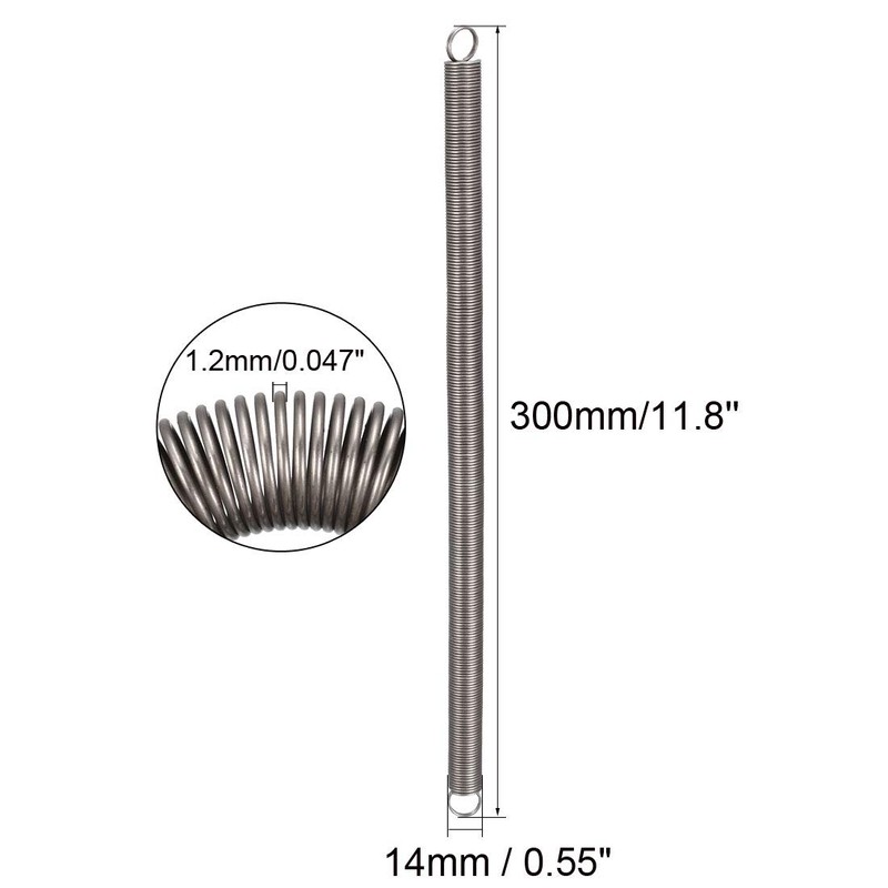 sourcingmap 1.2mmx14mmx300mm Manganese Steel Extension Tension Springs Black 2pcs