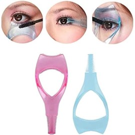 Herramienta de cepillo de pestañas, 2 piezas 3 en 1, herramienta cosmética de maquillaje para pestañas en la parte superior inferior del ojo, aplicador de máscara de pestañas, para mujeres y niñas (rosa + azul)