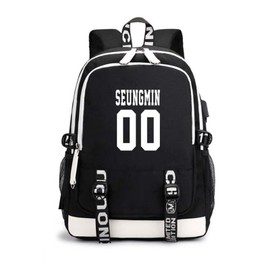CHAIRAY Skz Canvas Backpack with USB Charging Port Hyunjin Jisung Felix Bangchan and Seungmin Knapsack