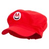 Mario Mustache Logo Embroidered Cotton Elastic Newsboy Cap - Red