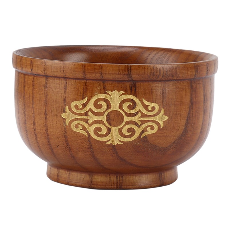 Wooden Rice Bowl Jujube Wood Anti Scald Exquisite Elegant Round