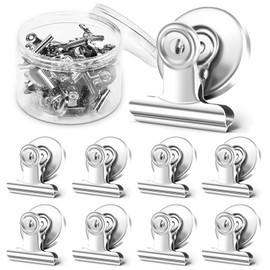 Magnetic Clips, 12 Pcs Strong Refrigerator Magnets Clips, Whiteboard Magnetic Clips for Classroom, Whiteboard, Refrigerator (Silver)