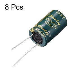 sourcing map Aluminum Radial Electrolytic Capacitor Low ESR Green with 2200UF 35V 105 Celsius Life 3000H 16 x 26 mm High Ripple Current,Low Impedance 8pcs