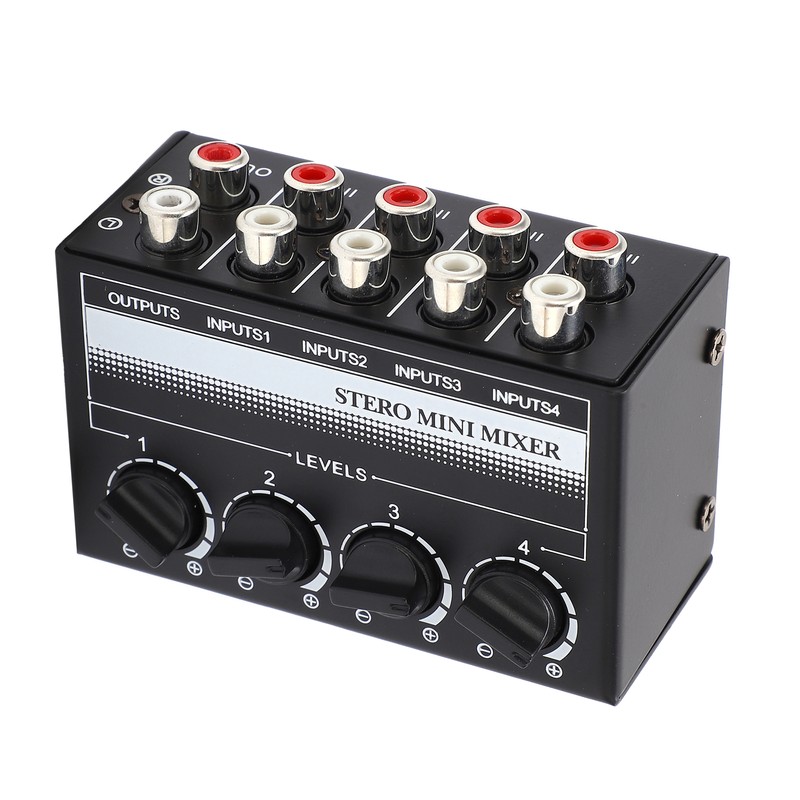 Stereo Mini Mixer Passive Audio Signal Controller 4 Channel Hub