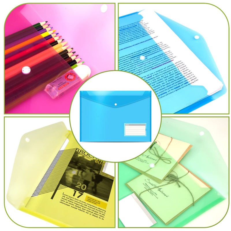 Plastic Wallets, 30 Pack A4 File Folders for Document Paperwork