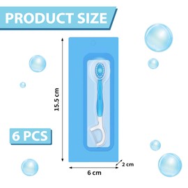 Lilbitty 6 Stück Einweg Mini Reisezahnbürsten, 5-in-1 vorpastete Mini Bürste+Zahnseide+Zahnstocher+Zungenschaber, vorpastete Zahnbürste für unterwegs mit Erfrischungsperle