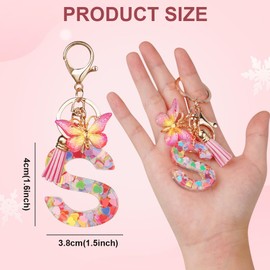 OSDUE Key Chain for Women, Alphabet Keyring, Girls Keyring, Pink Keyring, Butterfly Keyring Letter for Women Girls Birthday Gifts, Letter S