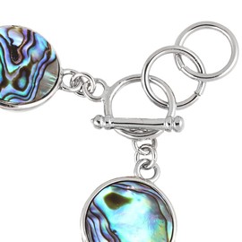 mookaitedecor Natural Abalone Shell Bracelet Jewellery for Women and Men, Rainbow Colourful Healing Crystal Semi Precious Stones Bracelet Bangle for Reiki Chakra Energy Jewellery Gifts, Round