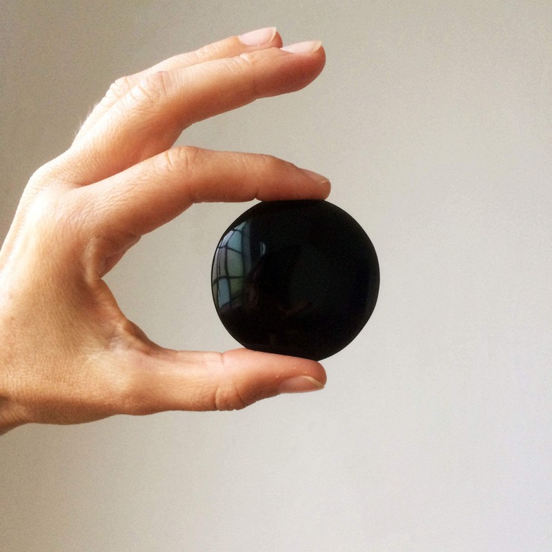 Disco espejo de Obsidiana negra - piedra de curación -