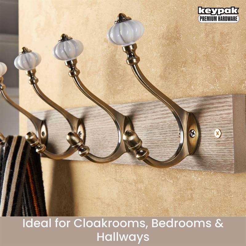 Keypak Victorian Wall-Mounted Coat 4,Hook Rail, 46 cm, Handcrafted Dark
