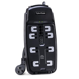 CyberPower CSP806T Professional Surge Protector + TEL Protection, 2250J/125V, 8 Outlets, 6ft Power Cord
