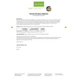 Sanct Bernhard Vitamin B6 Mono Tablets, Vegan, 10 mg per Tablet, Pack of 240