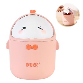 Mini Table Bin with Lid, Cute Cartoon Rubbish Bin, Small Rubbish Bin for Children's Room, Office, Bedroom and Bathroom