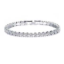 Andy's Orchids 3mm Cubic Zirconia Bracelet, Inlaid Rhinestone Tennis Bracelet, Classic Diamond Link Chain, Hip Hop Luxury Shiny Bracelet for Women/Men (Silver)