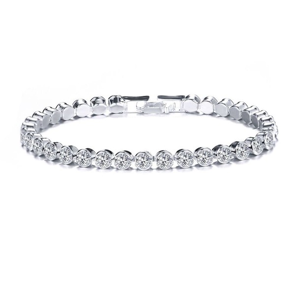 Andy's Orchids 3mm Cubic Zirconia Bracelet, Inlaid Rhinestone Tennis Bracelet,