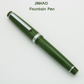 Jinhao 82 Fountain Pen - Acrylic Material Pen Barrel, Iridium Extra Fine Nib with Ink Converter Smooth Writing Classic Design Avocado Green (Silver Trim, EF)