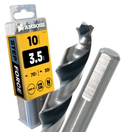 10x Spiral Drill Bit Step Force Diameter 3.5 mm - HSS-G DIN 338 for Steel, Mild Steel, Aluminium, Non-ferrous Metals AMBOSS WERKZEUGE® Drill Sheet Metal Profile - Hexagonal for Drill, Cordless Drill,