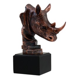 Gifts & Decor Ebros Black African Rhinoceros Bust Statue 7.5" Tall Rhino Monolith Bronze Electroplated Figurine with Base
