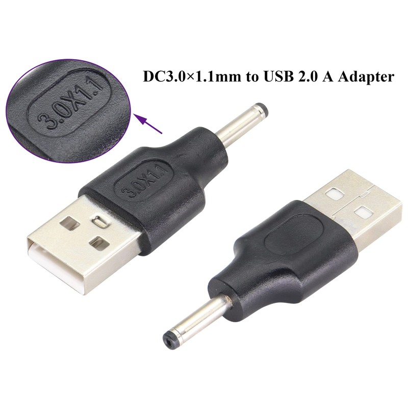 AAOTOKK (2 Pack USB to DC 3.0 × 1.1mm Power