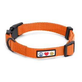Pawtitas Collar para Perros Ideal para el adiestramiento de tu Mascota, Collar para Perro Comodo y Duradero con Anillo de Metal para Etiqueta de Nombre Talla Extra Pequeño - Color Naranja