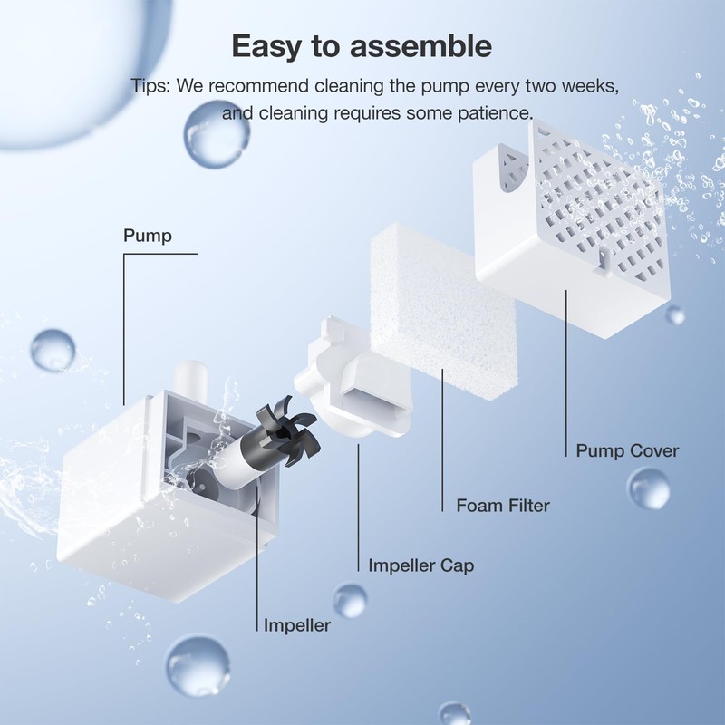 PETGUGU Cat Water Fountain Pump Accessories Suitable for PF1/PF1L