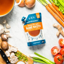 Bare Bones Beef Bone Broth for Cooking and Sipping, 16 oz, Pack of 2, 100% Grass-Fed, Protein and Collagen Rich, Keto Friendly