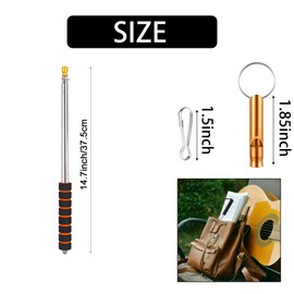 9.8ft Telescopic Flag Pole,Stainless Steel Handheld Portable Extendable Retractable Flagpole with Clips,Anti-Slip Grip,Whistle,Telescoping Flag Banner Pole Pointer for Tour Guide,Teachers (Orange Red)
