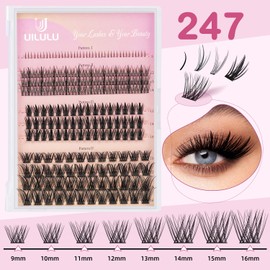 UILULU DIY Cluster Lashes 4 Styles In One Individual Natural Lashes Clusters With Bottom Lashes, False Eyelashes Manga Lash Clusters At Home Lash Extensions (U01-4in1, 5-16MM Lash Only)
