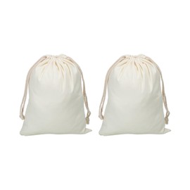 PATIKIL Polyester Cotton Reusable Drawstring Bags, 2x15 Inch 2 Pack Multipurpose Washable Cotton Dust Bags, Luggage Organizer, Travel Essentials Storage Pouch, Cream