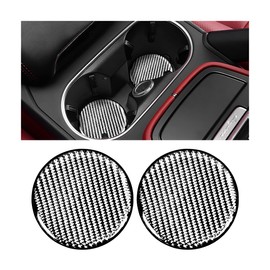 KHGUZ 2PCS Car Cup Holder Coasters, Anti-Slip Embedded Carbon Fiber Auto Cup Holder Pads, Waterproof Vehicle Interior Decorative Drink Mat Accessories, Universal for RV, SUV, Truck (Silver)