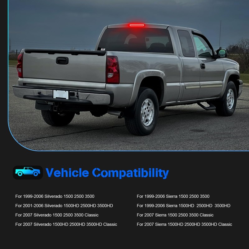 SHINEFIT LED 3rd Brake Light Replacement for 1999-2006 Silverado Sierra
