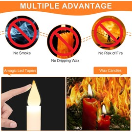 Kithouse Christmas Window Candles Lights with Timer Candles Flameless,Sliver Candlestick, Suction Cups,20 PCS Battery Included,Christmas Bow& Gift Box
