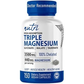 Natures Fusions- Nutri Triple Magnesio Complejo 440mg Glicinato de Magnesio, Malato y Taurinato 100 Quelado para