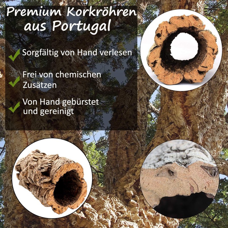 Great cork tube made of pure cork bark, 20cm long,