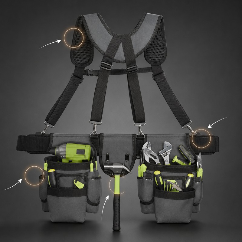 Adjustable Tool Belt for Work – 32–66 Inch Nylon Belt