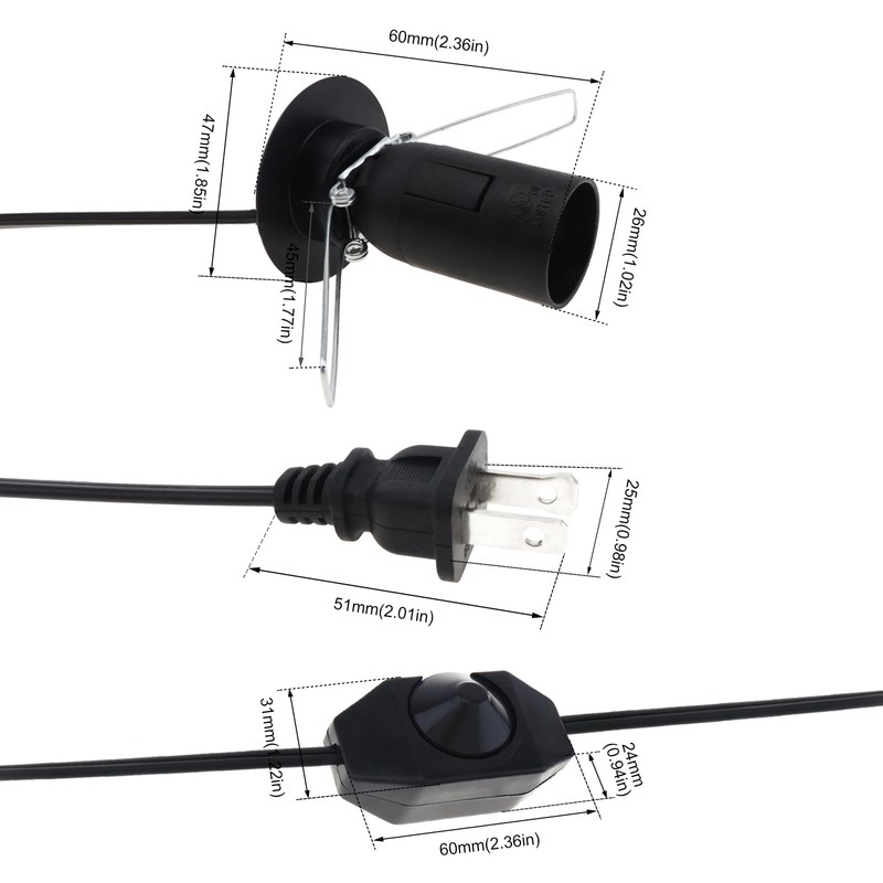 RTNLIT Salt Lamp Cord with Dimmer Switch, 6 feet Original