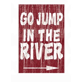 Cusde Go Jump in The River Metal Sign Retro Summer Decorations Vintage River Tin Sign Wall Decor Warning Signs Outdoor Indoor Wall Art for Home Yard Garden River Farmhouse 12x8 Inches