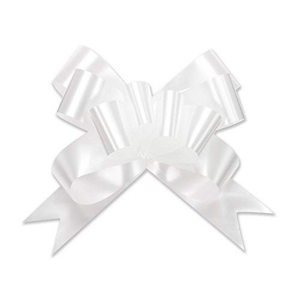 Berwick Offray Butterfly Ribbon Pull Bow, 2'' Diameter with 8 Loops, White 100 Pieces