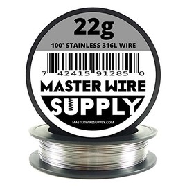 Stainless Steel 316L - 100' - 22 Gauge Wire - 100ft - 0.65mm - 0.025in - Made in USA - Master Wire Supply