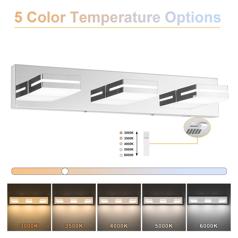 SineRise LED Modern Bathroom Vanity Light Fixtures (3-Light, 24-Inch)(5CCT, Dimmable),