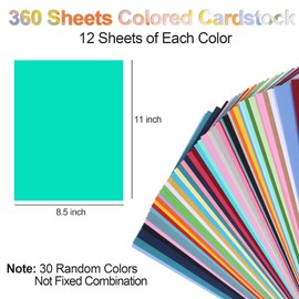 360 Sheets Colored Construction Paper, 8.5" X 11" Construction Paper 30 Assorted Colors, Cardstock, Card Stock, Scrapbook Supplies for Diy Crafts Cricut Card Making Scrapbooking(180 GSM)