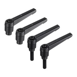 uxcell 4pcs Clamping Lever Adjustable Handle Set Metric M6 x 20mm Male & M6 Female Thread Level Handles Hand Stud Knobs Quick Release Black for Lathe Machinery