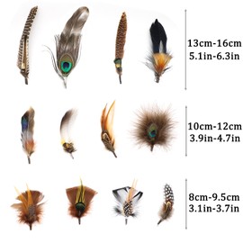 LWINGFLYER 12PCS Hat Feathers for Fedora Cowboy Hats Oktoberfest Trilby Hats Men Women Costume Accessories DIY Crafts Christmas Party Decoration