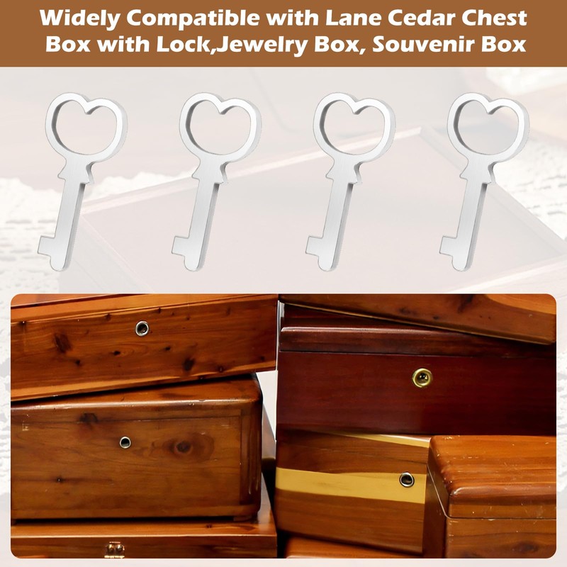 Ulreon 4 Pack Cedar Box Key Stainless Steel Mini Key