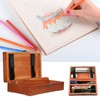 Wooden Sketching Pencil Box Antique Solid Wood Square Children Stationery